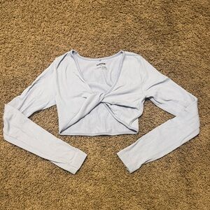 Garage Light Blue Twist Front Crop Top